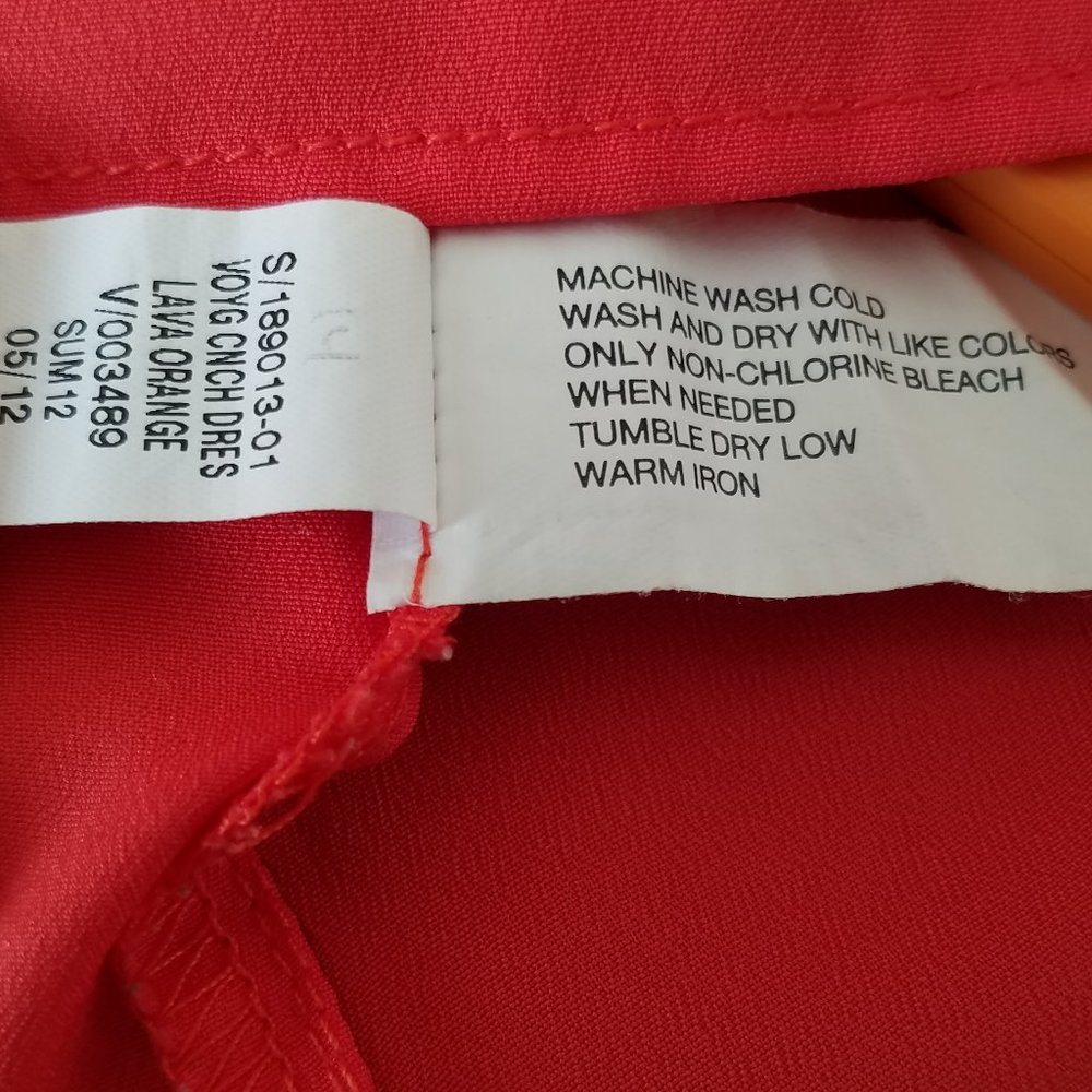 GAP Women's Small Sleeveless Skater Dress Cutout back Lava Orange Belted - Picture 10 of 10